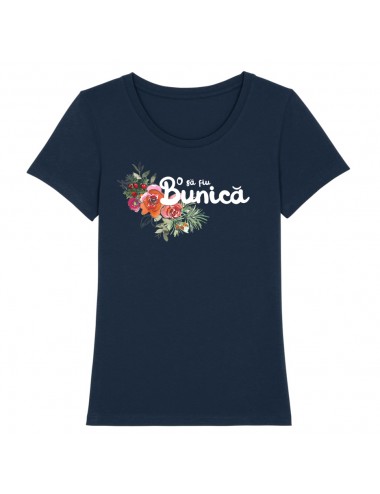 Tricou femeie - O sa fiu Bunica alb/bleumarin