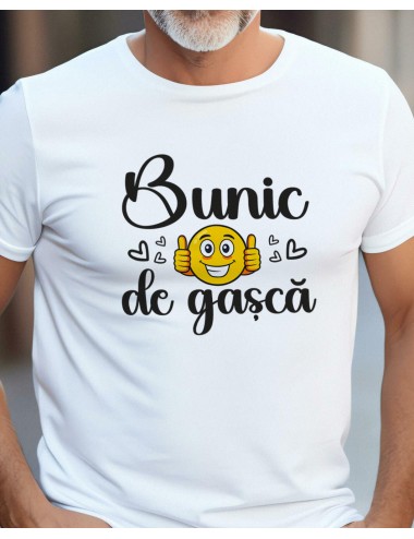 Tricou barbat - Bunic de gasca alb/negru