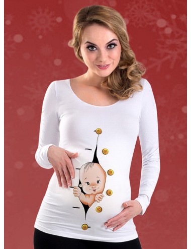 Bluza gravide - Hello Baby - Alb