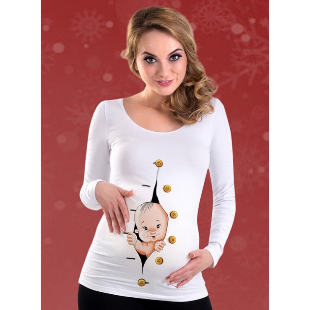 Bluza gravide - Hello Baby - Alb